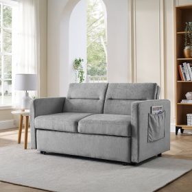 Loveseats Sofa Bed with Pull-out Bed; Adjsutable Back and Two Arm Pocket; Grey (54.5&ldquo;x33&rdquo;x31.5&ldquo;)