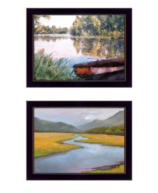 "Serene Water" 2-Piece Vignette by Bluebird Barn and William Hawkins; Ready to Hang Framed Print; Black Frame