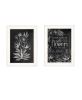 "Vintage Flowers in Bloom" 2-Piece Vignette by HOUSE FENWAY ; Ready to Hang Framed Print; White Frame