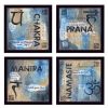 "Yoga Collection " 4-Piece Vignette By Debbie DeWitt; Printed Wall Art; Ready To Hang Framed Poster; Black Frame