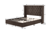 B100S Queen bed; Button designed Headboard; strong wooden slats + metal legs with Electroplate