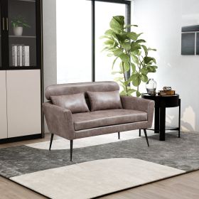 51"W Classical Loveseat Small Sofa Small Mini Room Couch Two-Seater Sofa With 2 Throw Pillows Black Metal Legs for Small Space Office Studio Apartment