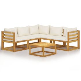 vidaXL 6 Piece Patio Lounge Set with Cushion Cream Solid Acacia Wood
