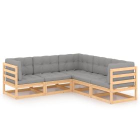vidaXL 5 Piece Patio Lounge Set with Cushions Solid Pinewood