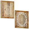 vidaXL Hand-Carved Wall Panels 2 pcs Solid Mango Wood 23.6"x23.6"x1"