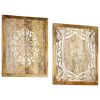 vidaXL Hand-Carved Wall Panels 2 pcs Solid Mango Wood 23.6"x23.6"x1"