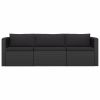 vidaXL 3 Piece Patio Sofa Set with Cushions Poly Rattan Black