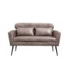 51"W Classical Loveseat Small Sofa Small Mini Room Couch Two-Seater Sofa With 2 Throw Pillows Black Metal Legs for Small Space Office Studio Apartment