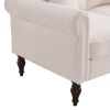 Solid Wood Gourd Foot Curved Armrest Indoor Two-Seater Sofa Creamy-White