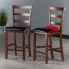 Simone Cushion Ladder-back Seat Counter Stools, 2-Pc Set, Black & Walnut