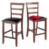 Simone Cushion Ladder-back Seat Counter Stools, 2-Pc Set, Black & Walnut