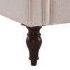Solid Wood Gourd Foot Curved Armrest Indoor Two-Seater Sofa Creamy-White