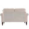Solid Wood Gourd Foot Curved Armrest Indoor Two-Seater Sofa Creamy-White