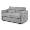 Loveseats Sofa Bed with Pull-out Bed; Adjsutable Back and Two Arm Pocket; Grey (54.5&ldquo;x33&rdquo;x31.5&ldquo;)