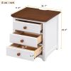 Wooden Nightstand with USB Charging Ports and Three Drawers; End Table for Bedroom; White+Walnut