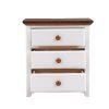 Wooden Nightstand with USB Charging Ports and Three Drawers; End Table for Bedroom; White+Walnut