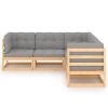 vidaXL 5 Piece Patio Lounge Set with Cushions Solid Pinewood