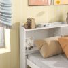 Full Bed with Bookcase; Twin Trundle; Drawers; White