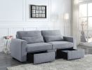 Rogyne Storage Sofa; Gray Linen 51895