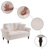 Solid Wood Gourd Foot Curved Armrest Indoor Two-Seater Sofa Creamy-White
