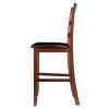 Simone Cushion Ladder-back Seat Counter Stools, 2-Pc Set, Black & Walnut