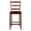 Simone Cushion Ladder-back Seat Counter Stools, 2-Pc Set, Black & Walnut