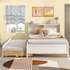 Full Bed with Bookcase; Twin Trundle; Drawers; White