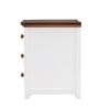 Wooden Nightstand with USB Charging Ports and Three Drawers; End Table for Bedroom; White+Walnut