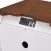 Wooden Nightstand with USB Charging Ports and Three Drawers; End Table for Bedroom; White+Walnut