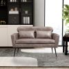 51"W Classical Loveseat Small Sofa Small Mini Room Couch Two-Seater Sofa With 2 Throw Pillows Black Metal Legs for Small Space Office Studio Apartment
