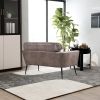 51"W Classical Loveseat Small Sofa Small Mini Room Couch Two-Seater Sofa With 2 Throw Pillows Black Metal Legs for Small Space Office Studio Apartment