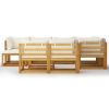 vidaXL 10 Piece Patio Lounge Set with Cushion Cream Solid Acacia Wood