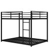 Full over Full Metal Bunk Bed; Low Bunk Bed with Ladder; Black(Old SKU:MF197034AAB)