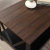 conifferism Modern Black Coffee Table, Wood Living Room Table with Storage Shelf for Small Spaces Apartment, Rectangle Center Table with X-Shape Desig