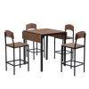 TOPMAX Farmhouse 5-piece Counter Height Drop Leaf Dining Table Set with Dining Chairs for 4; Black Frame+Brown Tabletop