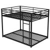 Full over Full Metal Bunk Bed; Low Bunk Bed with Ladder; Black(Old SKU:MF197034AAB)