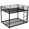 Full over Full Metal Bunk Bed; Low Bunk Bed with Ladder; Black(Old SKU:MF197034AAB)