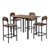 TOPMAX Farmhouse 5-piece Counter Height Drop Leaf Dining Table Set with Dining Chairs for 4; Black Frame+Brown Tabletop