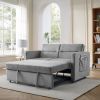 Loveseats Sofa Bed with Pull-out Bed; Adjsutable Back and Two Arm Pocket; Grey (54.5&ldquo;x33&rdquo;x31.5&ldquo;)