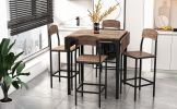 TOPMAX Farmhouse 5-piece Counter Height Drop Leaf Dining Table Set with Dining Chairs for 4; Black Frame+Brown Tabletop