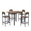 TOPMAX Farmhouse 5-piece Counter Height Drop Leaf Dining Table Set with Dining Chairs for 4; Black Frame+Brown Tabletop