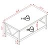 conifferism Modern Black Coffee Table, Wood Living Room Table with Storage Shelf for Small Spaces Apartment, Rectangle Center Table with X-Shape Desig
