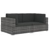 vidaXL 2 Piece Patio Sofa Set with Cushions Poly Rattan Gray