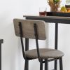Bar Table Set with 2 Bar stools PU Soft seat with backrest (Grey; 23.62''w x 23.62''d x 35.43''h)