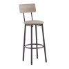Bar Table Set with 2 Bar stools PU Soft seat with backrest (Grey; 23.62''w x 23.62''d x 35.43''h)