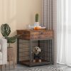 Furniture Style Wood Dog Crate End Table with Storage Console(Rustic Brown; 19.69''w x 22.83''d x 26.97''h)