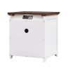 Wooden Nightstand with USB Charging Ports and Three Drawers; End Table for Bedroom; White+Walnut