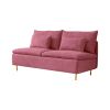 Modern Armless Loveseat Couch;  Armless Settee Bench;  Pink Cotton Linen-59.8''