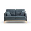 2 Seater Sofa For Primary Living Space ; Bed Room; Office; waterproof fabric ; USB Charge Port ; 2 Pillows; Wood Legs
