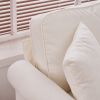 Solid Wood Gourd Foot Curved Armrest Indoor Two-Seater Sofa Creamy-White